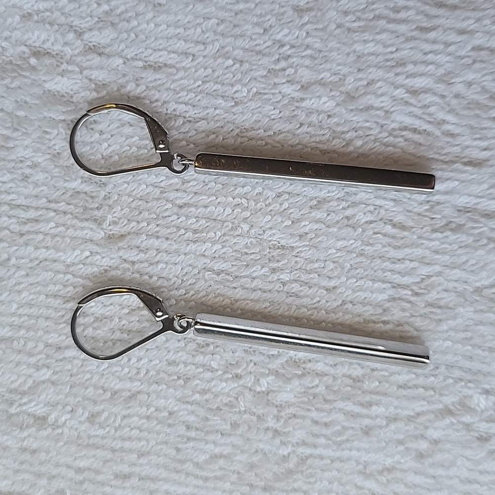 925 sterling silver vertical bar drop earrings